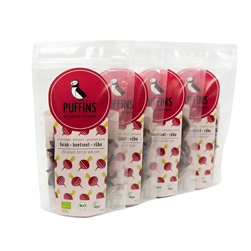PUFFINS - Rote Bete Chips - Vegane Snacks, Gepufftes Gemüse, Trockengemüse, Zuckerfrei, Glutenfrei - Knuspriger Gemüsesnack ohne Zucker - 4 x 40 g Set PUFFINS - Rote Bete Chips - Vegane Snacks, Gepufftes Gemüse, Trockengemüse, Zuckerfrei, Glutenfrei - Knuspriger Gemüsesnack ohne Zucker - 4 x 40 g Set von PUFFINS