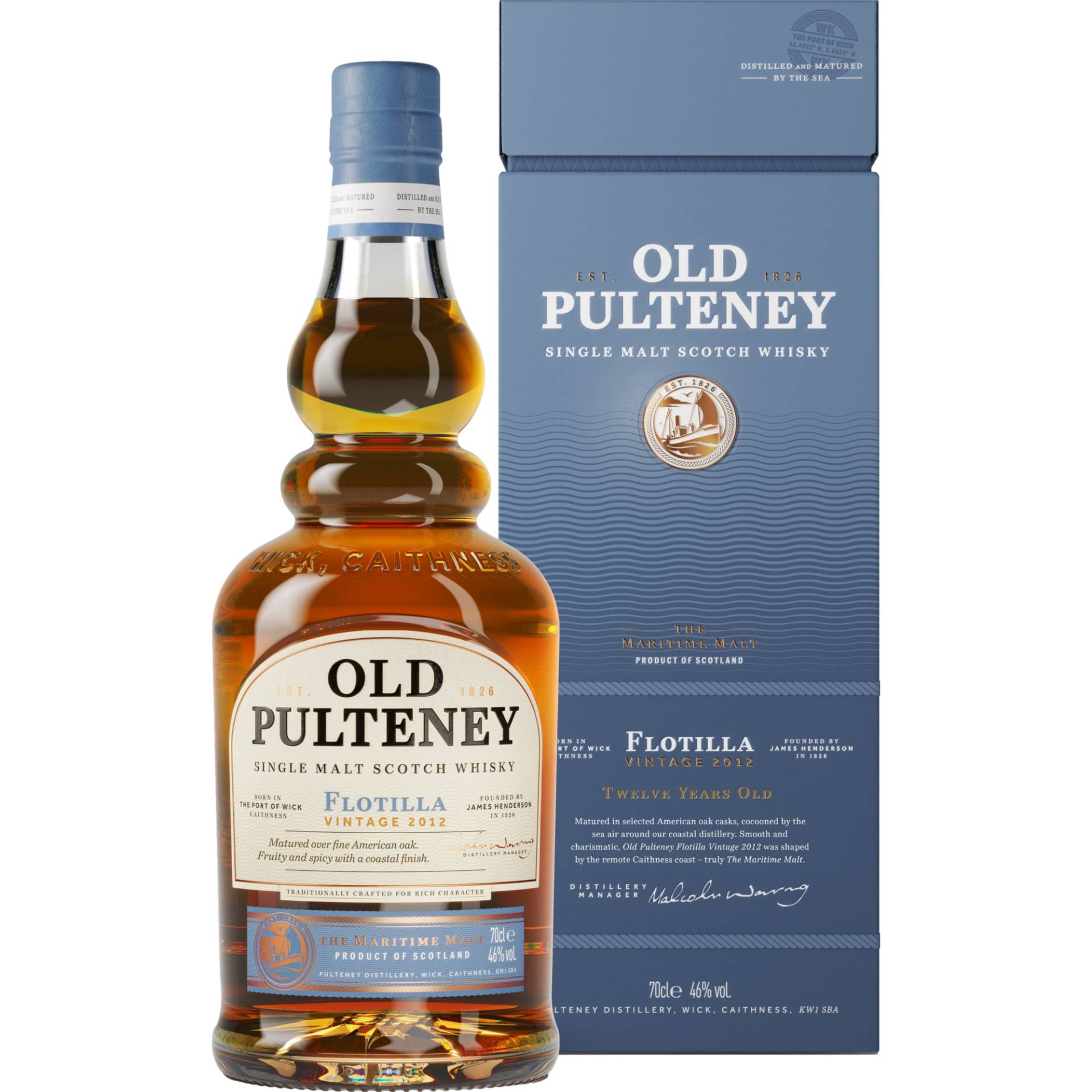 Old Pulteney Flotilla Single Malt 12 YO Whisky, Scotch Whisky, 0,7 L, 46% Vol., in Geschenketui, Spirituosen Old Pulteney Flotilla Single Malt 12 YO Whisky, Scotch Whisky, 0,7 L, 46% Vol., in Geschenketui, Spirituosen von PULTENEY DISTILLERY, HUDDART STREET WICK CAITHNESS KW1 5BA Großbritannien
