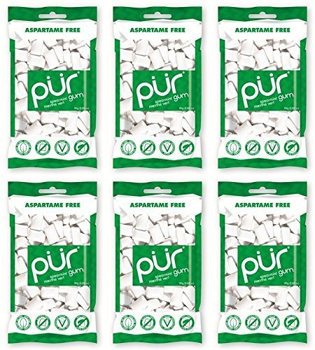 (6er BUNDLE) | PUR Gum Spearmint Gum Bag | 80g - Pur Gum von PUR