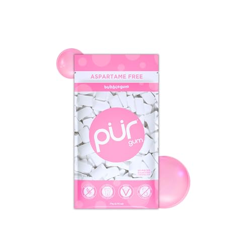 Pur Gum | Zuckerfreier Kaugummi | 100% Xylit | Vegan, Aspartamfrei, Glutenfrei & Diabetikerfreundlich | Natürlicher Kaugummi Mit Bubblegum Geschmack, 55 Stück (1er Pack) von PUR