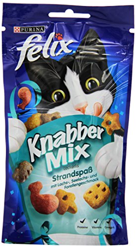 Felix Knabber Mix Katzensnack Strandspaß, 4er Pack (4 x 60 g) von PURINA