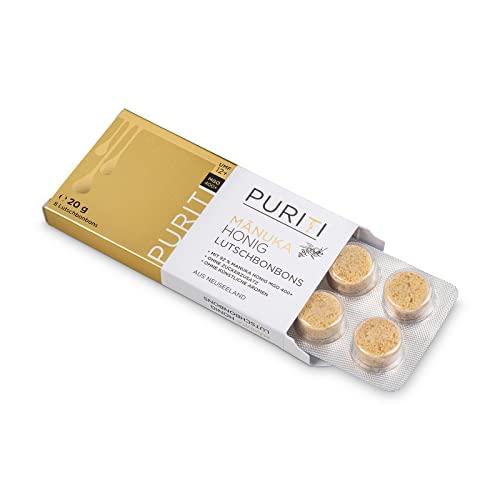 PURITI Manuka Honig Bonbons MGO 400+ aus Neuseeland mit 92% Manuka Honig, ohne Zuckerzusatz, keine künstlichen Zusätze – 8 Lutschbonbons, 20g PURITI Manuka Honig Bonbons MGO 400+ aus Neuseeland mit 92% Manuka Honig, ohne Zuckerzusatz, keine künstlichen Zusätze – 8 Lutschbonbons, 20g von PURITI