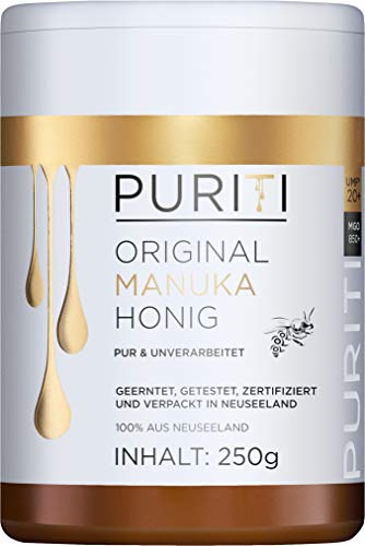 PURITI Manuka Honig MGO 850+ 250g aus Neuseeland mit zertifiziertem Methylglyoxal Gehalt - Laborgeprüft, Direktimport, reines Naturprodukt, frei von Zusatzstoffen PURITI Manuka Honig MGO 850+ 250g aus Neuseeland mit zertifiziertem Methylglyoxal Gehalt - Laborgeprüft, Direktimport, reines Naturprodukt, frei von Zusatzstoffen von PURITI