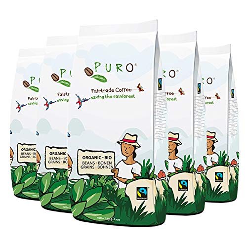 PURO Organic Fairtrade Coffee, 1000g ganze Bohne, 6er Pack von PURO