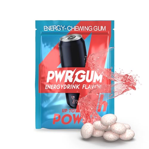 PWRGRUM Energy-Kaugummi Energy-Geschmack 4er Pack I Bis zu 4-Stunden Energie Boost I Zuckerfrei & Zahnpflegend I Ideale Alternative zu Energy-Drinks I Gönn dir natürliche Power mit jedem Kauen! von PWRGUM