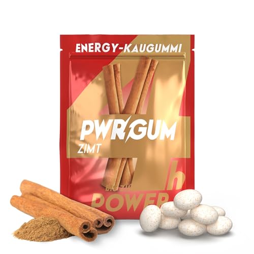 PWRGRUM Energy-Kaugummi Zimt-Geschmack 4er Pack I Bis zu 4-Stunden Energie Boost I Zuckerfrei & Zahnpflegend I Ideale Alternative zu Energy-Drinks I Gönn dir natürliche Power mit jedem Kauen! von PWRGUM