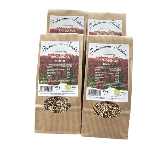 4 X 500g Quinoa tricolor bunt Bio aus Peru | Pachamama-Früchte | Vegan Superfood Glutenfrei von Pachamama-Früchte
