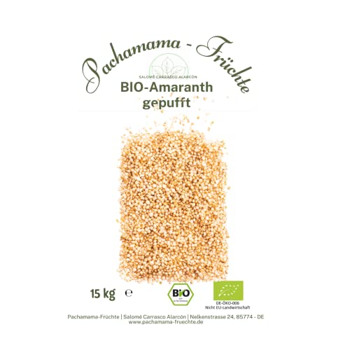 BIO-Amaranth gepufft 15 kg - Vegan - Glutenfrei - Müsli - Ungesüßt von Pachamama-Früchte