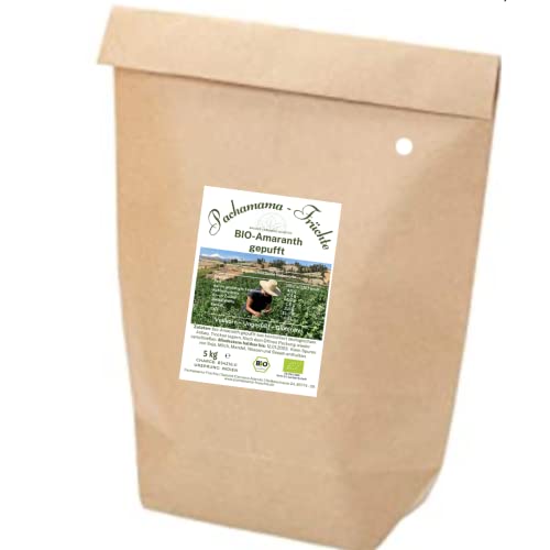 BIO - Amaranth gepufft 5 kg | Glutenfrei | Plastikfrei | Vegan | Ungesüßt | Vollkorn von Pachamama-Früchte