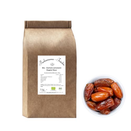 BIO Dattel Deglet Nour entsteint 3 kg | Ungeschwefelt | Vegan | Ohne Zuckerzusatz von Pachamama-Früchte