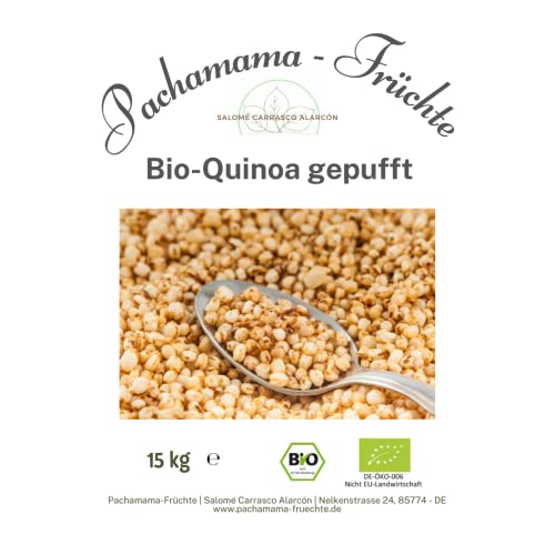 BIO QUINOA gepufft 15 kg - Vegan - Glutenfrei - Müsli - Ungesüßt - Vollkorn von Pachamama-Früchte