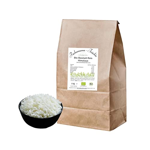 Bio Basmati Reis weiß 5 kg - Himalaya - Pakistan - Aromatischer Langkornreis | Vegan, Glutenfrei von Pachamama-Früchte