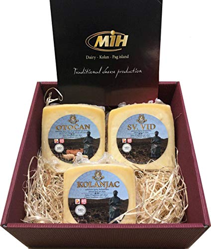 Geschenkbox mit 900 Gramm vom besten Pag Käse Geschenkideen von der Insel Pag Delikatessen Geschenkkorb Set aus Kroatien von Pager Käse