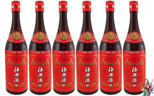 [ 6x 750ml ] SHAO XING Alkoholhaltiges Reisgetränk alc. 14% vol + ein kleines Glückspüppchen - Holzpüppchen von Pagoda Brand