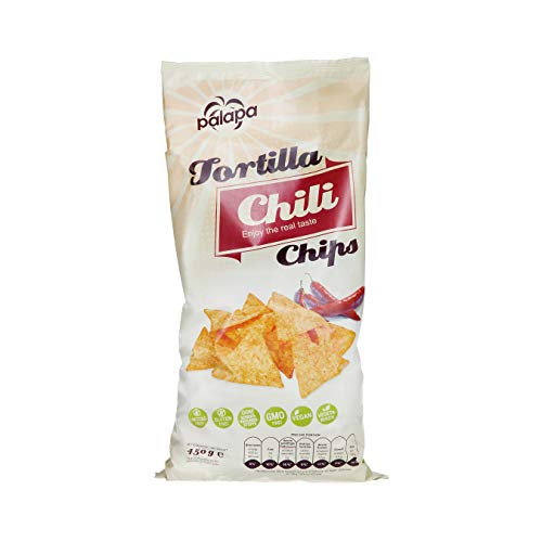 Palapa Tortilla Chips Chili | 450 gr | Mexikanischen Küche | Ohne Konservierungsstoffe | Hervorragender Geschmack | Vegan | Glutenfrei von Palapa
