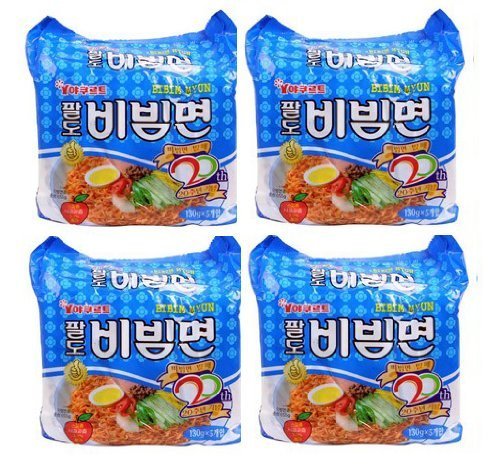 BIBIM MEN Oriental Style Noodle, Spicy Cold(Mi Kho Dai Han) Multi Package(5 packs) X 4 by Paldo Bibim Myun von Paldo