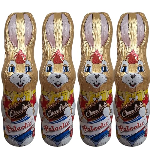 Paleo Hasenfigur aus Zartbitterschokolade ohne Zuckerzusatz Schokolade Osterhase 4x45 g (Vegan) von Paleolit