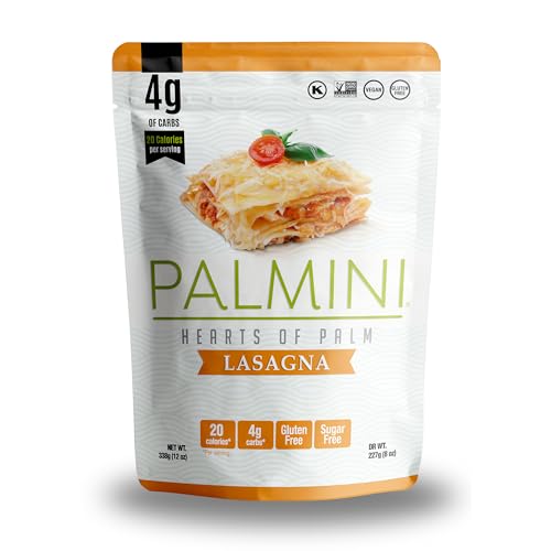 Palmini Lasagne– Spaghetti - Palm Herzen - kalorienarm - Low Carb - Keto - Vegan | GVO-frei - Glutenfrei - Zuckerfrei - 338g von PALMINI