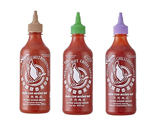 3er Set Sriracha Hot Chili Sauce versch. Sorten 3 x 455ml Chilli Soße 3 Pamai Pai® von ATOTOP