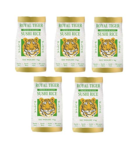 Royal Tiger - Sushireis Reis aus Portugal - Risottoreis - Rundkorn - Sushi - Risotto, 5er Pack (5 x 1kg) von ROYAL TIGER