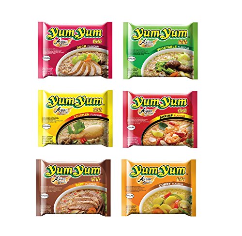 Pamai Pai 30 x 60g YumYum Instant Nudelsuppen - 6 Leckere Sorten - Yum Yum Chicken Beef Duck von Pamai Pai