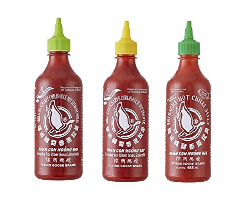 3er Set Sriracha Hot Chili Sauce versch. Sorten 3 x 455ml Chilli Soße 2 Pamai Pai® von Pamai Pai