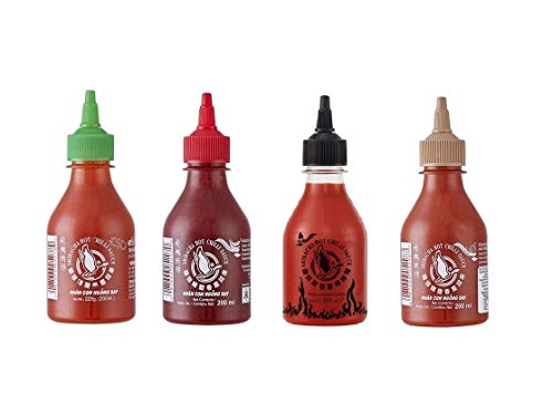 4er Set Sriracha Hot Chili Sauce versch. Sorten 4 x 200ml Chilli Soße Pamai Pai® von Pamai Pai