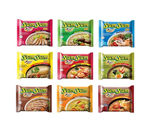 9 x 60g YumYum Instant Nudelsuppen Probierpaket Yum Yum Chicken Beef Duck Pamai Pai® von Pamai Pai