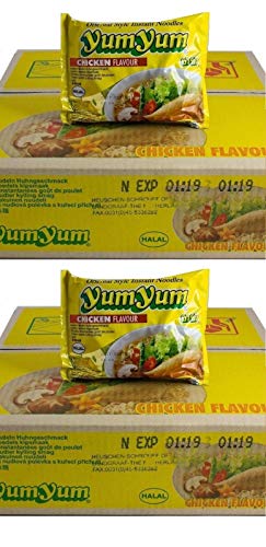 Doppelpack: 2 Kartons YumYum Huhn Instant Nudelsuppen 60 x 60g Yum Yum Chicken von Pamai Pai