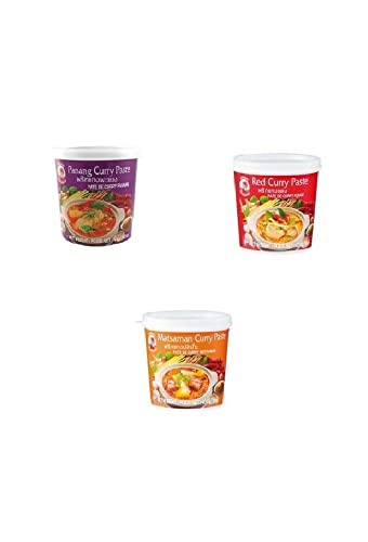 Pamai Pai® Dreierpack: 3 x 400g Curry Paste MASMAN - PANANG - ROT - Thai Curry Paste Cock von Pamai Pai