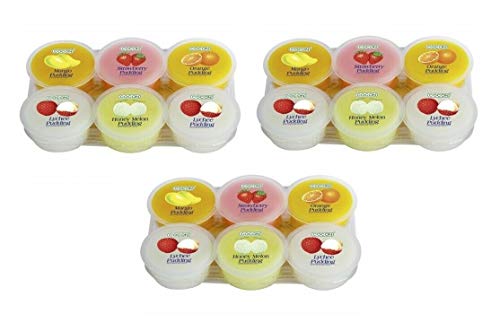 Pamai Pai® Dreierpack: 3 x 480g Dessert Nata de Coco Kokosnuss Gel Mango Litschi Erdbeer Melone Bunt von Pamai Pai