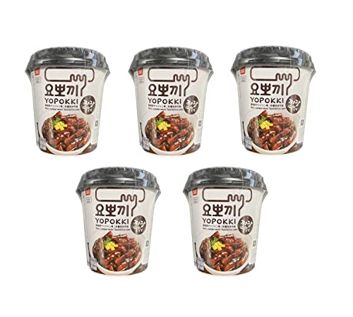 Pamai Pai® Fünferpack: 5 x 120g Topokki YOPOKKI Reiskuchen Jjajang Cup Rice Cake Bean Sauce von Pamai Pai
