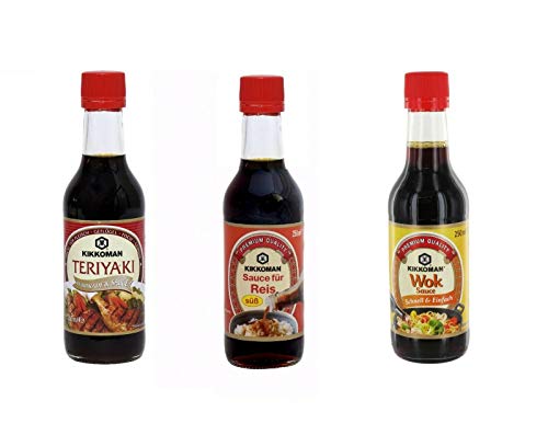 Pamai Pai® Soja Saucen Set: 3 x 250ml - Teriyaki + Wok + Sauce für Reis Kikkoman von Pamai Pai