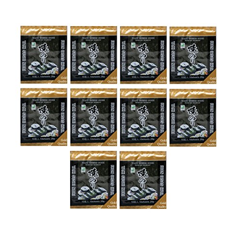Pamai Pai® Yaki Sushi Nori Blätter Algen für Sushi 250g Seetang geröstet Blatt Gold von Pamai Pai