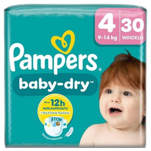 Pampers Baby-Dry Windeln Gr.4, Single Pack, 9-14kg (30 piece) von Pampers