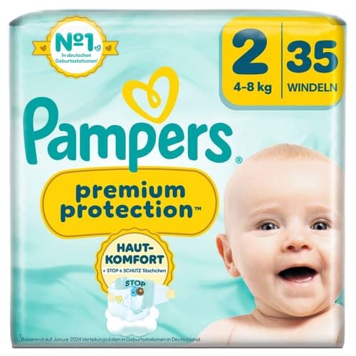 Pampers Premium Protection Nappies, Größe 2 (4-8 kg), 35 Windeln von Pampers