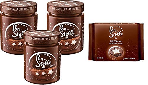 3x Pan di stelle Crema Spalmabile Haselnuss Streichfähige Sahne 330 g + Pan di stelle Biscocrema 168g von Pan di Stelle