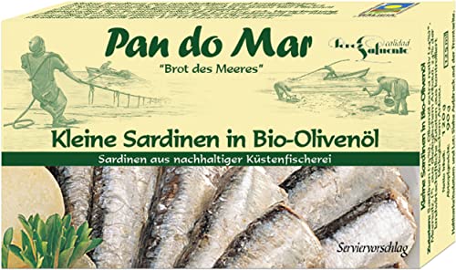Pan do Mar Kleine Sardinen in Bio-Olivenöl (6 x 120 gr) von Pan do Mar