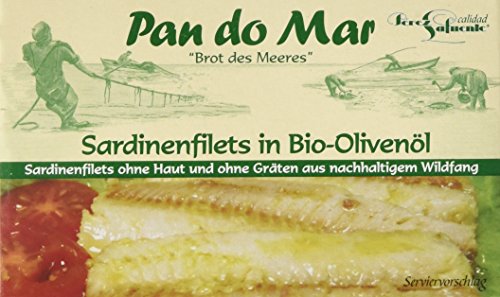Pan do Mar Sardinenfilets ohne Haut und Gräten in Bio Olivenöl, 120 g von Pan do Mar
