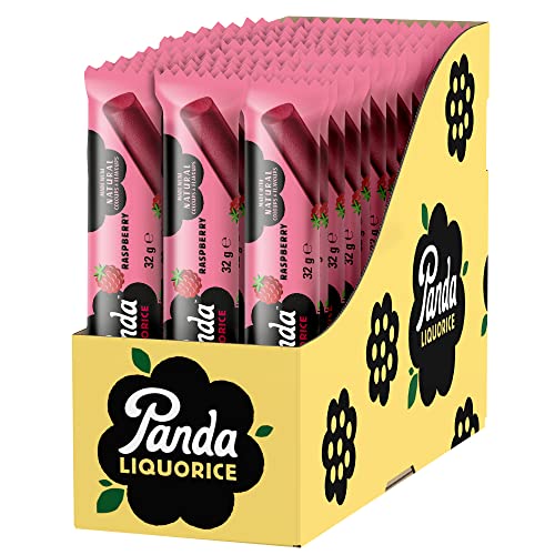 Panda ® | Natürliche weiche Himbeere Lakritz Riegel | Reine Panda Lakritz Süßigkeiten aus nur vier natürlichen Zutaten | Vegan & fettfrei | 32 g x 36 Riegel von Panda