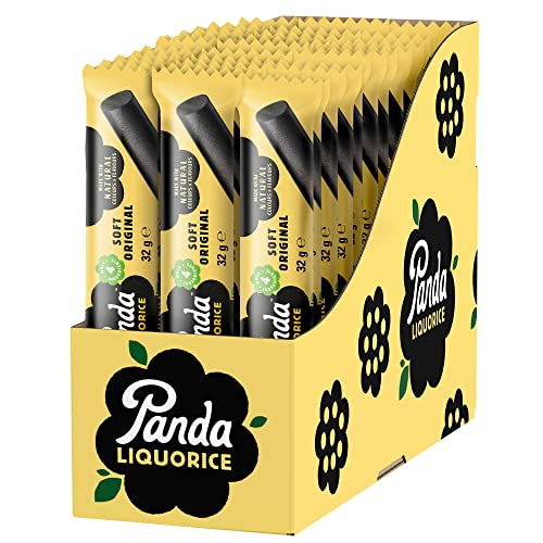 Panda® | Natürliche weiche Original Lakritz Riegel | Reine Panda Lakritz Süßigkeiten aus nur vier natürlichen Zutaten | Vegan & fettfrei | 32 g x 36 Riegel von Panda