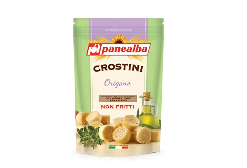 Panealba Crostini Origano Croutons mit Oregano Gesalzener Snack Nicht Gebraten Nicht Frittiertes 100g von Panealba