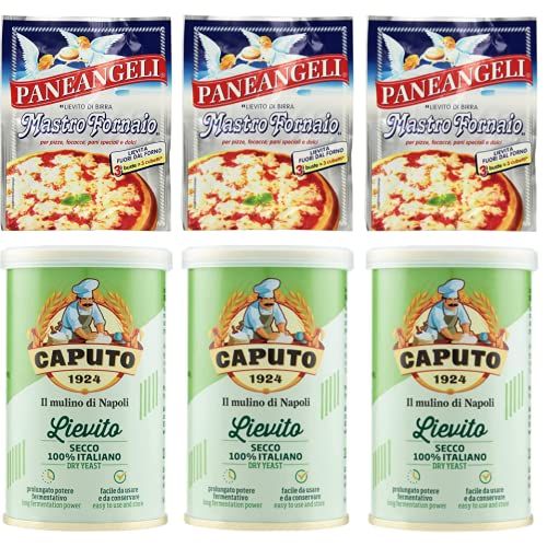 3x Paneangeli Lievito Scheibe Degli Angeli Hefe + 3x Caputo Lievito Secco 100% Italienisch Trockenhefe 100g von Paneangeli