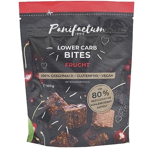 Panifactum Snacks Low Carb Bites Frucht, Vegan, Gluten-, Zucker-, Hefe- & Sojafreie Snackwürfel, Wiederverschließbare Verpackung, für Unterwegs & Arbeit, aus Maulbeeren, Cranberries & Sauerkirschen von Panifactum