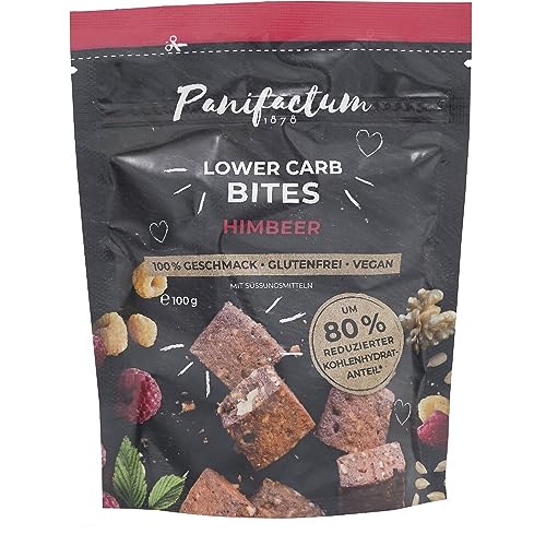 Panifactum Snacks Low Carb Bites Himbeer, Vegan, Gluten-, Zucker-, Hefe- & Sojafreie Snackwürfel, Wiederverschließbare Verpackung, für Unterwegs, Schule & Arbeit, aus Gefriergetrockneten Himbeeren von Panifactum