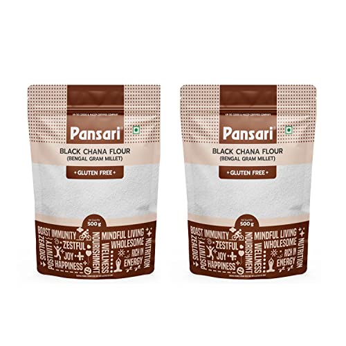 Pansari Schwarzes Kichererbsenmehl oder Kala Chane ka Atta | 2 Stück | je 500 Gramm von Pansari