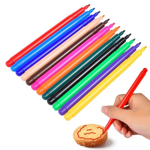 Lebensmittelfarbstifte, essbarer Marker zum Dekorieren von Keksen, 12 Lebensmittelfarbstifte, essbarer Lebensmitteldekorationsstift für Kuchen, Kekse, Fondantdekoration, Malerei Lebensmittelfarbstifte, essbarer Marker zum Dekorieren von Keksen, 12 Lebensmittelfarbstifte, essbarer Lebensmitteldekorationsstift für Kuchen, Kekse, Fondantdekoration, Malerei von Paodduk