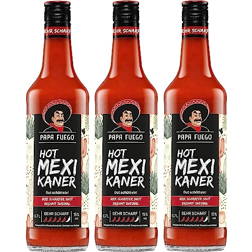 Papa Fuego Mexikaner (3 x 0.7 l) | Sehr scharfer Tomatenschnaps von Papa Fuego