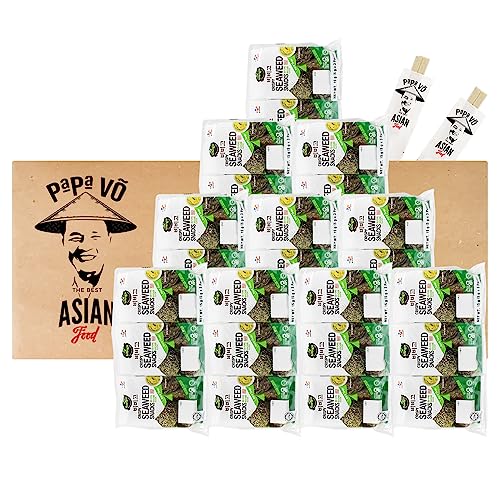 10er Pack (10x15g(3x5g)) Bibigo Seealgen Snack mit Wasabi Geschmack (Papa Vo ®) von Papa Vo