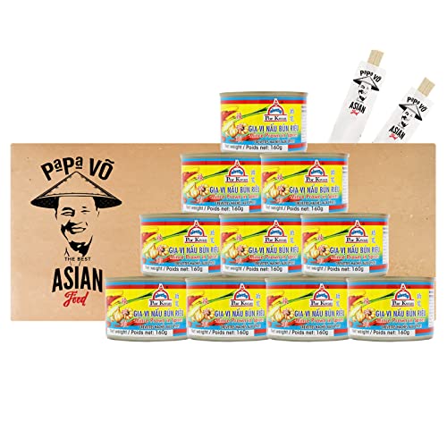10er Pack (10x160g) Por Kwan Gia Vi Bun Rieu Tom Garnelenpaste mit Gewürzen für Reisnudelsuppe (Papa Vo ®) von Papa Vo